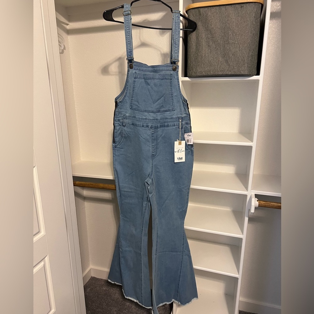 NWT YMI DENIM BELLBOTTOM OVERALLS
